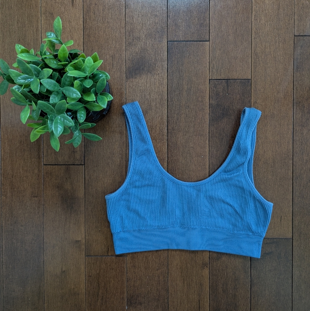 4/$25 AERIE BLUE RIBBED BRALETTE TOP